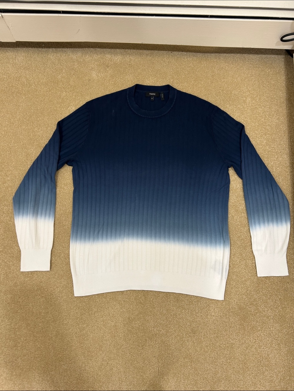 Theory Men's Ombre Crewneck Sweater in Navy and White